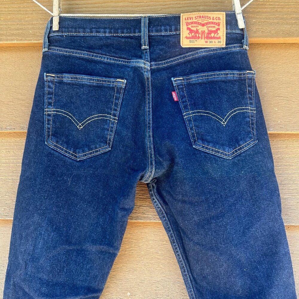 Levi's Mens 511 Dark Blue Straight Jeans Size 30x30 - Picture 9 of 13